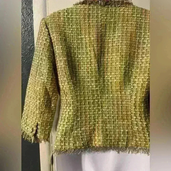 Chadwick, women's size 2P blazer,  pastel colors, fringe trim, lined, EUC New - Picture 5 of 8